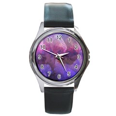 Ultra Violet Dream Girl Round Metal Watch by NouveauDesign