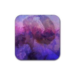 Ultra Violet Dream Girl Rubber Coaster (square)  by NouveauDesign