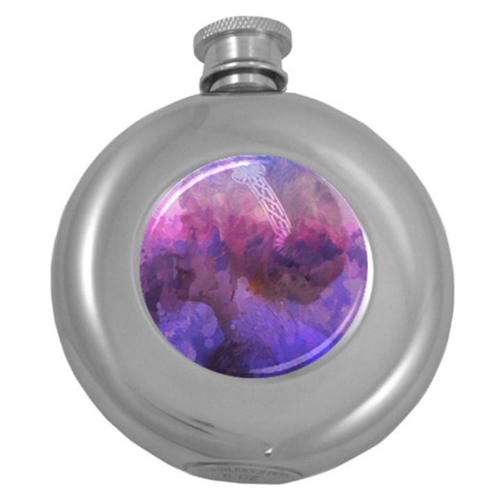 Ultra violet dream girl Round Hip Flask (5 oz)