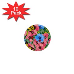 Floral Scene 1  Mini Buttons (10 Pack)  by linceazul