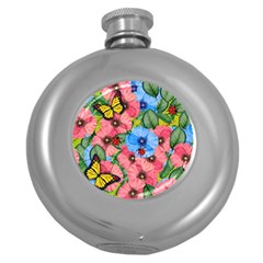 Floral Scene Round Hip Flask (5 Oz) by linceazul