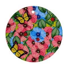 Floral Scene Round Ornament (two Sides) by linceazul