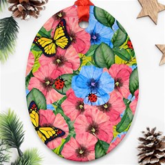 Floral Scene Oval Ornament (two Sides) by linceazul