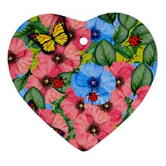 Floral Scene Heart Ornament (two Sides) by linceazul