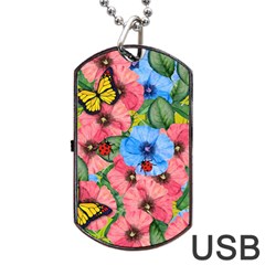 Floral Scene Dog Tag Usb Flash (two Sides) by linceazul