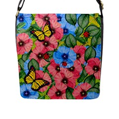 Floral Scene Flap Messenger Bag (l)  by linceazul