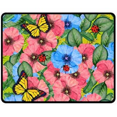 Floral Scene Double Sided Fleece Blanket (medium)  by linceazul