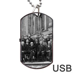 1927 Solvay Conference On Quantum Mechanics Dog Tag Usb Flash (one Side) by thearts