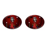 Funny, Cute Parrot With Butterflies Cufflinks (Oval)