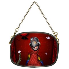 Funny, Cute Parrot With Butterflies Chain Purses (two Sides)  by FantasyWorld7