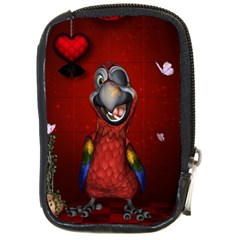 Funny, Cute Parrot With Butterflies Compact Camera Cases by FantasyWorld7