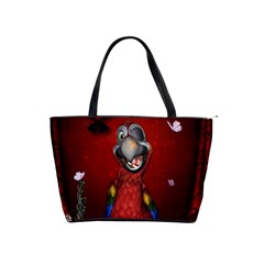 Funny, Cute Parrot With Butterflies Shoulder Handbags by FantasyWorld7