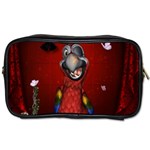 Funny, Cute Parrot With Butterflies Toiletries Bags Front