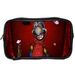 Funny, Cute Parrot With Butterflies Toiletries Bags 2-Side Back