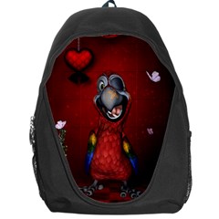 Funny, Cute Parrot With Butterflies Backpack Bag by FantasyWorld7