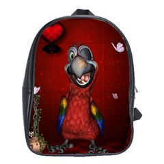 Funny, Cute Parrot With Butterflies School Bag (xl) by FantasyWorld7