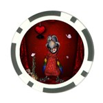 Funny, Cute Parrot With Butterflies Poker Chip Card Guard Front