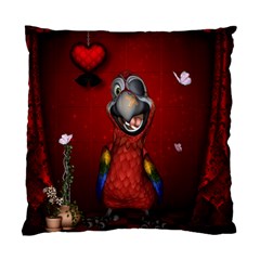 Funny, Cute Parrot With Butterflies Standard Cushion Case (two Sides) by FantasyWorld7