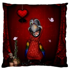 Funny, Cute Parrot With Butterflies Standard Flano Cushion Case (one Side) by FantasyWorld7