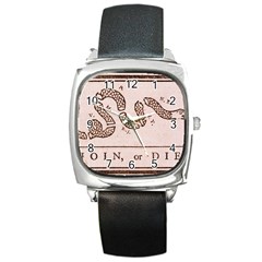 Original Design, Join Or Die, Benjamin Franklin Political Cartoon Square Metal Watch