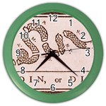 Original Design, Join or Die, Benjamin Franklin Political Cartoon Color Wall Clocks Front