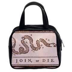 Original Design, Join Or Die, Benjamin Franklin Political Cartoon Classic Handbags (2 Sides) by thearts