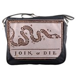 Original Design, Join or Die, Benjamin Franklin Political Cartoon Messenger Bags Front