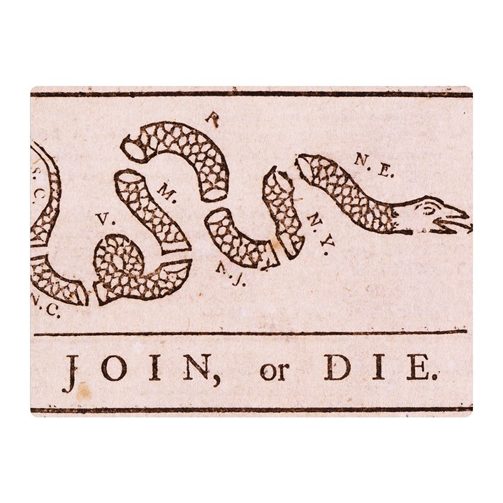 Original Design, Join or Die, Benjamin Franklin Political Cartoon Double Sided Flano Blanket (Mini) 