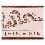 Original Design, Join or Die, Benjamin Franklin Political Cartoon Double Sided Flano Blanket (Small)  50 x40  Blanket Back