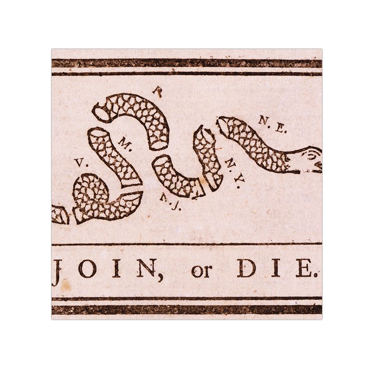 Original Design, Join or Die, Benjamin Franklin Political Cartoon Small Satin Scarf (Square)