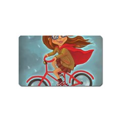 Girl On A Bike Magnet (name Card) by chipolinka