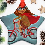 Girl on a bike Star Ornament (Two Sides) Back