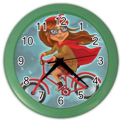 Girl On A Bike Color Wall Clocks by chipolinka