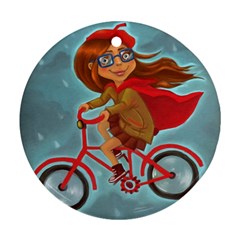 Girl On A Bike Ornament (round) by chipolinka