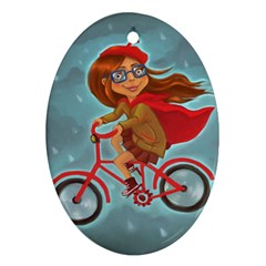 Girl On A Bike Ornament (oval)