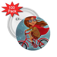 Girl On A Bike 2 25  Buttons (100 Pack)  by chipolinka