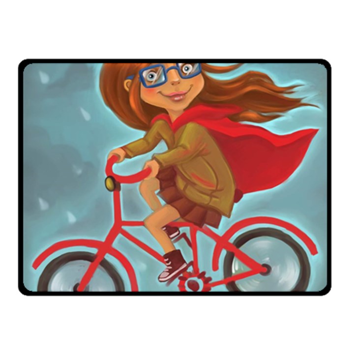 Girl on a bike Fleece Blanket (Small)