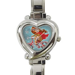 Girl On A Bike Heart Italian Charm Watch by chipolinka