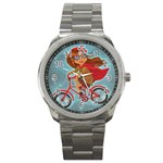 Girl on a bike Sport Metal Watch Front