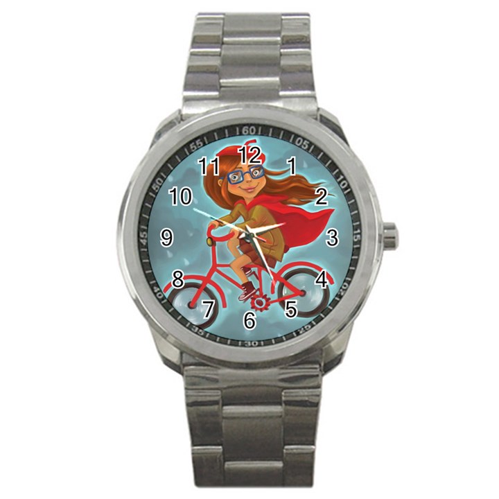 Girl on a bike Sport Metal Watch