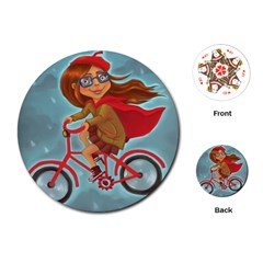 Girl On A Bike Playing Cards (round)  by chipolinka