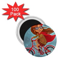 Girl On A Bike 1 75  Magnets (100 Pack) 