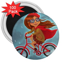 Girl On A Bike 3  Magnets (100 Pack) by chipolinka