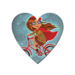 Girl On A Bike Heart Magnet by chipolinka