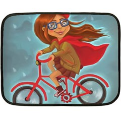 Girl On A Bike Double Sided Fleece Blanket (mini) 