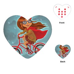 Girl On A Bike Playing Cards (heart)  by chipolinka