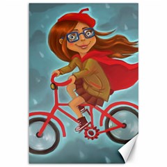 Girl On A Bike Canvas 12  X 18   by chipolinka