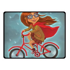 Girl On A Bike Double Sided Fleece Blanket (small)  by chipolinka