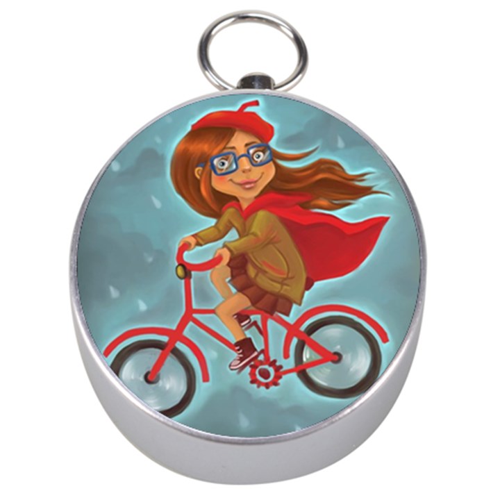 Girl on a bike Silver Compasses