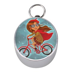 Girl On A Bike Mini Silver Compasses by chipolinka